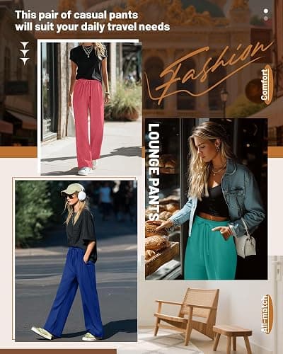 Neer 3 Pack Women's Baggy Sweatpants with Pockets, Wide Leg Yoga Pants Cozy Thick Lounge Pants Drawstring Casual Loose Jogger thumbnail 4
