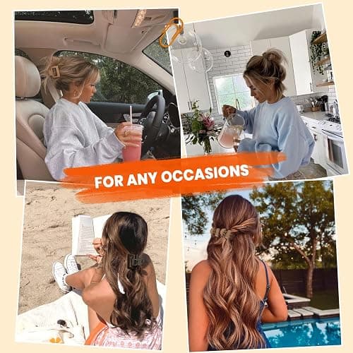 DEPOKA Matte Hair Clips for Women and Girls - Rectangle and Double Row Small Claw Clips for Thin/Medium Fine Hair - Nonslip Jaw Clips (Beige, Khaki, Brown, Black) thumbnail 4