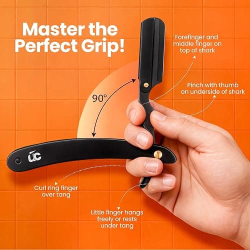 Utopia Care Barber Straight Razor for Men- 100pc Blades Straight Edge Razor | Professional Beard Grooming; Gifts For Men; Stocking Stuffers for Men thumbnail 5
