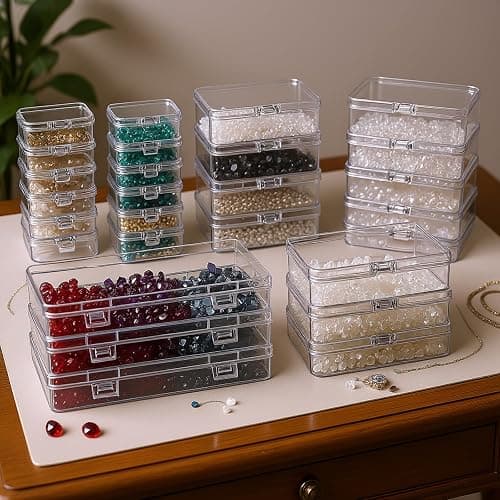 Goodma 24 Pieces Mixed Sizes Rectangular Empty Mini Clear Plastic Organizer | Storage Box Containers, Hinged Lids, For Small Items, Craft Projects thumbnail 7