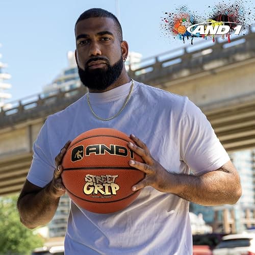 AND1 Street Grip Premium Composite Leather Basketball & Pump- Official Size 7 (29.5”) Streetball, Made for Indoor and Outdoor Basketball Games thumbnail 5