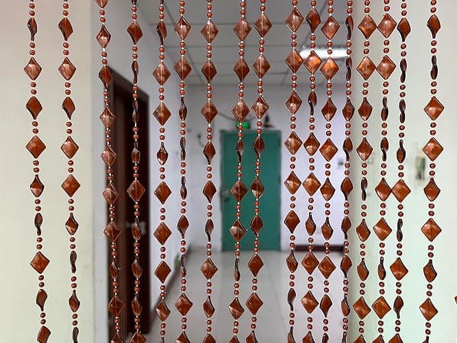ZiDeTang Acrylic Maple Leaves Diamond Décor Beaded Door Curtain String Doorway Room Divider Window Tassel Blind Screen Panel (39.3"x76.7",Brown) thumbnail 6