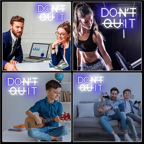 Neon Signs for Wall Decor - LED Neon Light Sign for Bedroom, Man Cave, Bar & Pub - USB Powered Decorative Wall Art for Christmas, Birthday Party & Living Room (DON'T QUIT) thumbnail 7