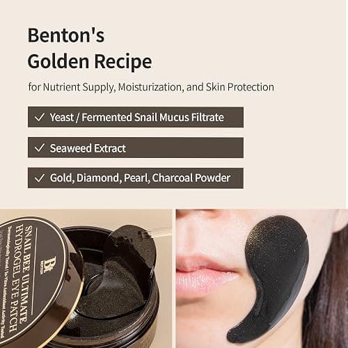 BENTON Snail Bee Ultimate Hydrogel Eye Patch (60pcs) - Hydrating | Snail Mucin | Reusable & Cooling Eye Patches thumbnail 4