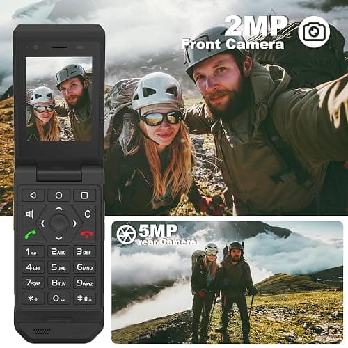 Unifone S22 Rugged Flip Phone Unlocked (16GB) 2.8'' Touchscreen Smart Cell Phone Android 11, IP68 Water Resistant, 4G LTE GSM Single Sim (Black) thumbnail 4