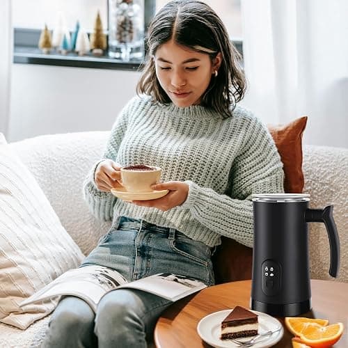 MUMAO Milk Frother, 4-in-1 Electric Milk Steamer, 350ml/11.8oz Automatic Frother Machine for Coffee, Warm and Cold Foam, Temperature Control for Latte, Cappuccino, Hot Chocolate thumbnail 2