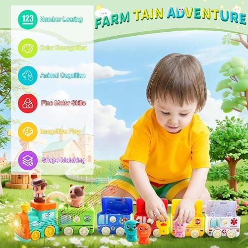 Learning Toy for Toddlers 2 3 4 5 Years Old, Matching & Sorting Montessori Learning Farm Train with 5 Finger Puppets, Locks & Keys Counting & Sorting Trains Set, Preschool Toy Boy Girls Birthday Gifts thumbnail 2