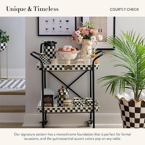 MACKENZIE-CHILDS Ceramic Travel Cup, Cute Tumbler Cup with Lid, 12 Ounces, Black-and-White Courtly Check thumbnail 4