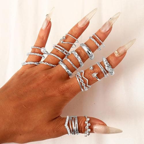 CHICUTIE Gold Knuckle Rings Set For Women Stackable Joint Finger Midi Rings Dainty Cubic Crystal Zirconia Simple Hollow Twist Cute Rings Pack Jewelry Gift thumbnail 4