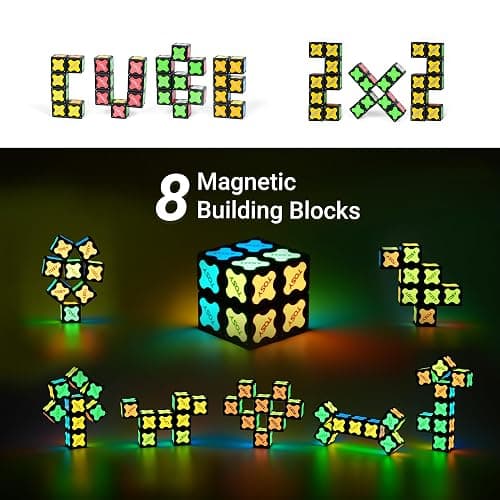 TOSY Magnet Cube 2x2-8 Blocks, 2 in 1 Toy: 2x2x2 Puzzle Cube and Customizable Infinity Cube, Glowing, UV Flashlight, Fidget/Sensory/STEM/STEAM Magnet Tiles Birthday Gift for kids/teens/adults thumbnail 6