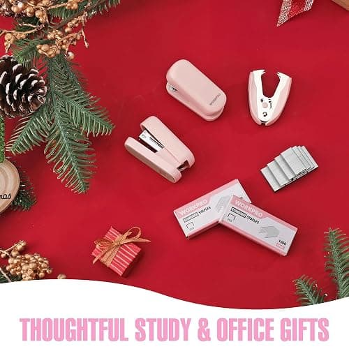 WORKPRO Mini Stapler with Staples, Two Pink Staplers, One Staple Remover | Small Stapler Set, 2000 Standard Staples - Cute Staplers for Desk with Non-Slip Base, Lock Design - Pink Ribbon thumbnail 8