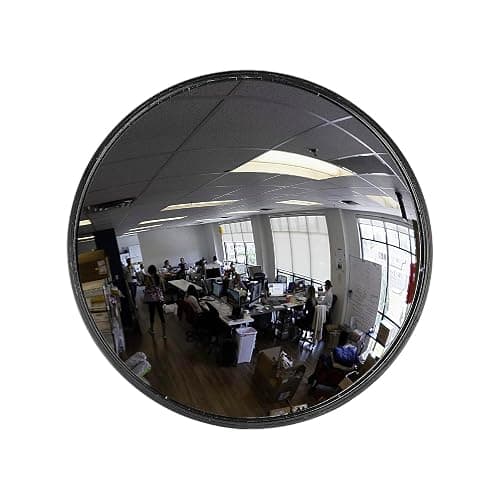 12” Acrylic Indoor Convex Mirror With Plastic Back, Round Indoor Security Mirror for the Garage Blind Spot, Store Safety, Warehouse Side View, Wall Mirror for Personal or Office Use - Vision Metalizers,Black - Image 1