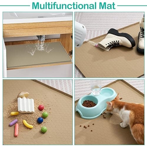 FORWOS Waterproof Under Sink Mat 34" x 22", Silicone Cabinet Liner, Rubber Protector for Kitchen and Bathroom, Keeps Cabinets Clean, Dry, and Organized (Brown) thumbnail 5