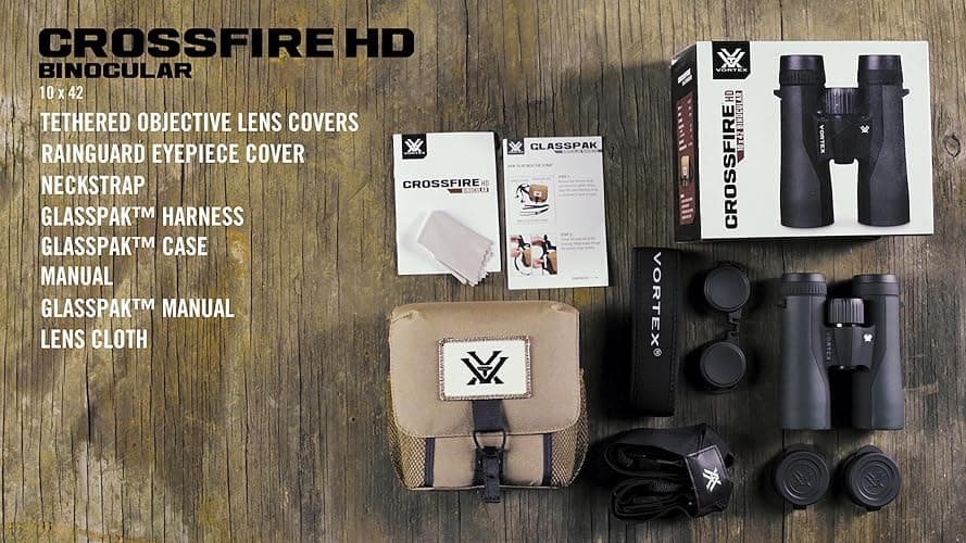 Vortex Optics Crossfire HD 10x42 Binoculars - HD Optical System, Tripod Adaptable, Rubber Armor, Waterproof, Fogproof, Shockproof, Included GlassPak - Unlimited, Unconditional Warranty thumbnail 6