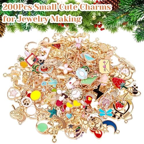 200Pcs Charms for Jewelry Making, Assorted Wholesale Mixed Bulk Metal Earring Bangle Charms for DIY Necklace Bracelet Jewelry Making and Crafting (Assorted Color) thumbnail 3