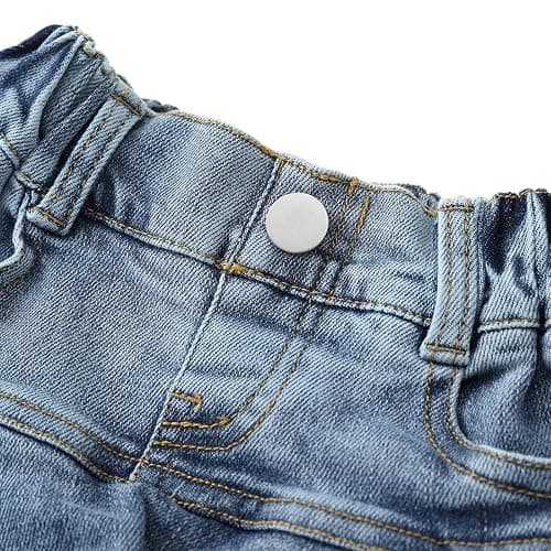 Flofallzique Little Girl's Denim Skirts Mini Flared Pleated Toddler Jean Skorts with Shorts Underneath thumbnail 8