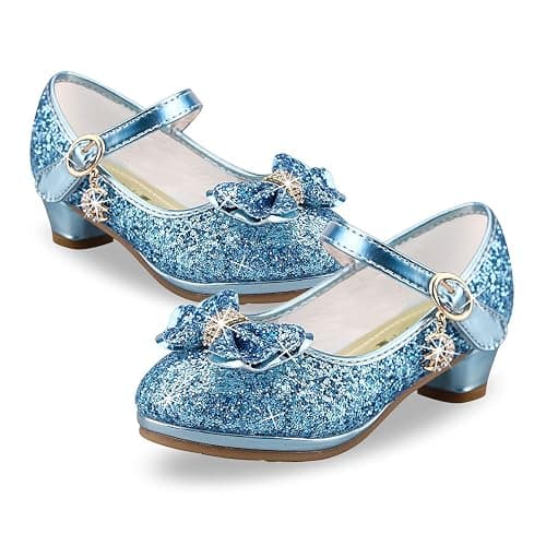 WYSBAOSHU Girls Princess Shoes Glitter and Sparkle High Heel Shoes Closed Toe for Party Festival Dance thumbnail 6