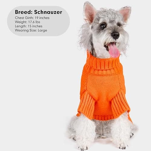 cyeollo Dog Sweater Pullover Turtleneck for Dogs, Classic Knitwear Fall Winter Cold Weather Dog Clothes Warm Pet Apparel Small Medium Large Doggie Sweaters, Orange M thumbnail 7