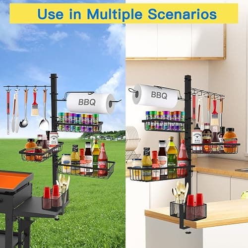 Griddle Caddy Organizer for Blackstone Griddle Accessories, BBQ Grill Picnic Utensil Condiment Caddy with Paper Towel Holder, Outdoor Kitchen Accessories for Camper, Gifts for Men, Dad thumbnail 4