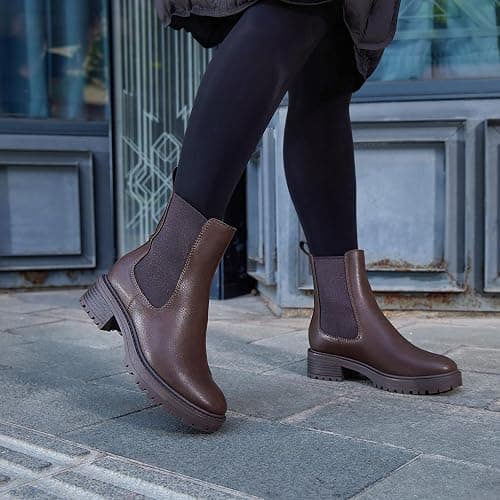 CosyFever Women's Chelsea Boots Ankle Booties With low Heel pull on For 2025 Fall Winter thumbnail 2