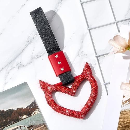 Fabbay Bling Heart Handle Ring Car Accessory for Women - Devil Style, Red thumbnail 4