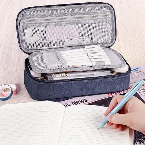 WEMATE Large Pencil Case, Big Capacity Pencil Pouch Stationery Pen Bag, Storage High Capacity Bag Pouch Holder Box Organizer, Marker Pen Case for Women & Men thumbnail 2