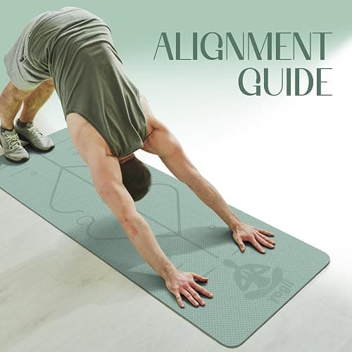 Yogii Yoga Mat - Non-Slip 6mm Thick TPE & Travel-friendly Yoga Mat - Perfect for Home & Gym Exercise Fitness & Pilates - With Laser Alignment Guides for Men & Women thumbnail 4