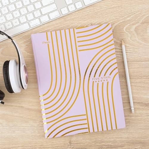 Five Star Composition Notebook, College Ruled, 9-3/4" x 7-1/2", 80 Sheets, Hardcover, Metallic Gold Arches (850111F-AMZ) - Metallic Gold Arches thumbnail 3