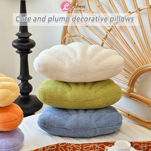 Lfsaaj Beige Seashell Throw Pillows, Shell Shaped Throw Pillows, 13 Inch Soft Home Decorative Pillow Plush Cushion for Bed Couch Living Sofa Room Decor Accent Throw Pillow thumbnail 7