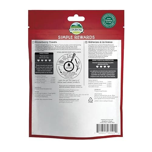Oxbow Simple Rewards Small Pet Treats, Freeze Dried Fruit, Guinea Pig & Bunny Treats, Healthy Pet Fruit Snack for Rabbit & Guinea Pig, Freeze Dried Strawberries, 0.5 oz Bag thumbnail 2