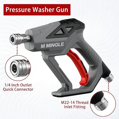 M MINGLE High Pressure Washer Gun Snow Foam Lance, 4000 PSI Cannon Foam Blaster Power Washer with 1/4" Quick Connector, Car Wash Foam Cannon Kit with 5 Pressure Washer Nozzle Tips, 1 Liter thumbnail 6