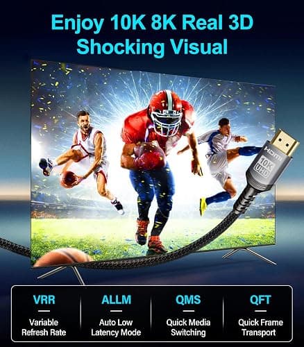 Sniokco 10K 8K 4K HDMI 2.1 Cable 2M, Certified 48Gbps Ultra High Speed HDMI® Cable 0.01ms 4K 240Hz 165Hz 120Hz 8K 60Hz eARC Netflix HDCP 2.3 2.2 DTS:X HDR10+ TV Monitor Projector Roku Sky-Q thumbnail 5