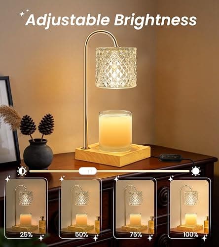 TigQiang Elegant Clear Candle Warmer Lamp with Timer, Decor Gifts for Women | Dimmer 7 Level Bright, 2 Bulbs, Top Melting, Home House Warming, Wax Warmer for Jar Candle, Electric Heater Scented Wax thumbnail 4