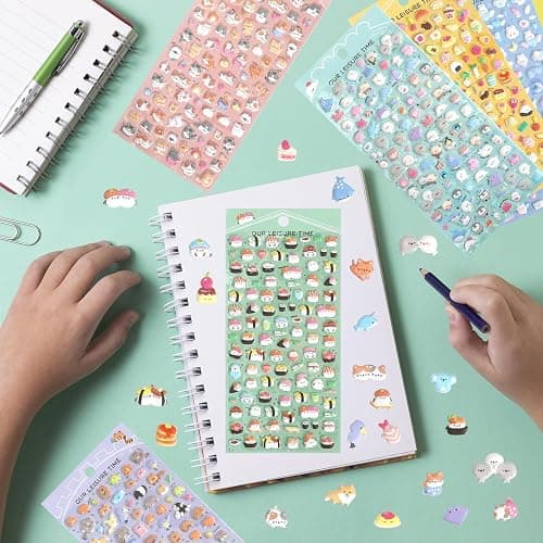 SHANGRLA 600+ Mini Puffy Stickers - Cute Tiny Small Kawaii 3D Puff Sticker for Kids,Girls,Adults - Japanese Micro Sticker for Rewards,Phone Case,Album-Includes Little Animals,Cats,Food & More,6 Sheets thumbnail 6