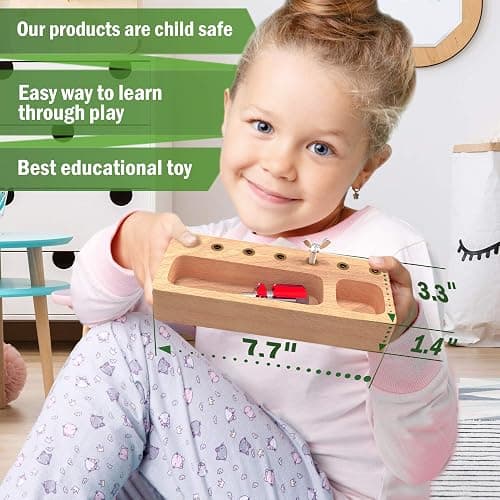 Panda Brothers Montessori Screwdriver Board Set - Wooden Montessori Toys for 4 Year Old Kids and Toddlers, Sensory Bin, Fine Motor Skills, STEM Toys thumbnail 2