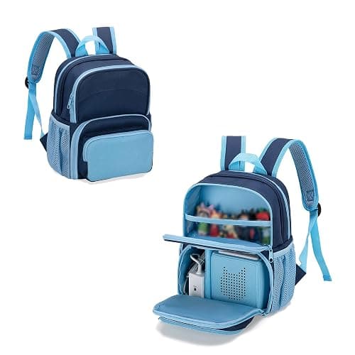 LoDrid Backpack Compatible with Tonie Box 2/1, Carrying Case with Multiple Pockets for Headphones, Charger and Accessories, Storage Bag for Audio Player Starter Set, Navy Blue (Patented Design) - Image 1