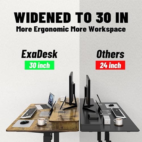 ExaDesk 48 * 30 Inches Electric Standing Widened Desk Adjustable Height with 4 Drawers, Double Storage Shelves Stand Up Desk, Home Office Workstation Sit Stand up Desk (Rustic Brown) - Rustic Brown - 48*30 inch thumbnail 4
