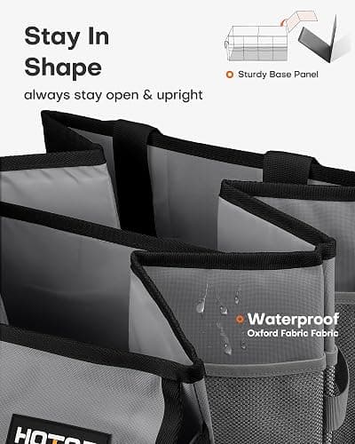 HOTOR Trunk Organizer - Foldable Car Organizer for SUVs & Sedans Storage | Sturdy Car Organization for Men & Women, Car Accessories, Tools, Sundries, Grey, 2 Compartments, 21.3" x 12.6" x 10.6" thumbnail 4