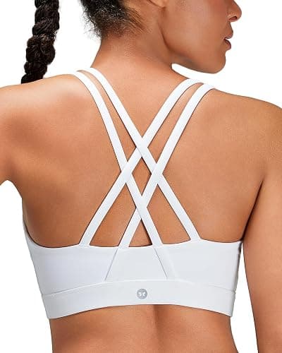 Sports Bras for Women, Criss-Cross Back Padded Medium Support Sports Bra Strappy Medium Impact Workout Yoga Bra - Image 1