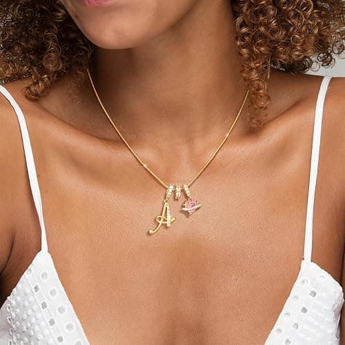 CHESKY Valentines Day Gifts - Heart Initial Necklaces for Women | Dainty A-Z Letter Pendant, 14K Gold Plated, Personalized Monogram Name Necklace, Heart Charm Gold Jewelry, Gift for Love thumbnail 3