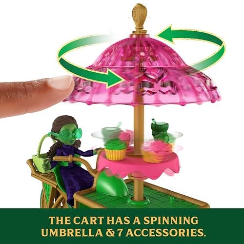 Mattel Universal Pictures’ Wicked Emerald City Dessert Cart Toy with Cart & Elphaba Small Doll & 7 Accessories, Inspired by The Movie thumbnail 4