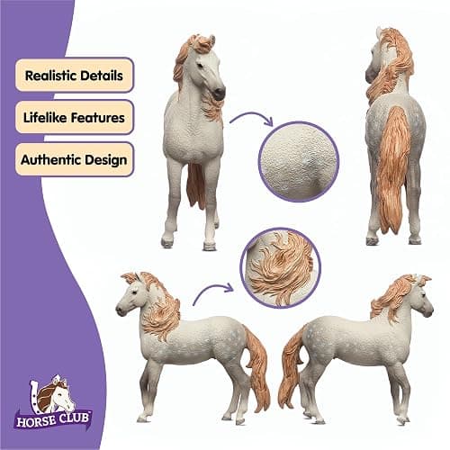 Schleich Horse Club - Andalusian Stallion - 5" Hand-Painted Collectable, Realistic Toy Horse Figurine for Girls and Boys. Durable Educational Figure for Fun Imaginative Play. Kids Toys Ages 5+ 14894 thumbnail 4