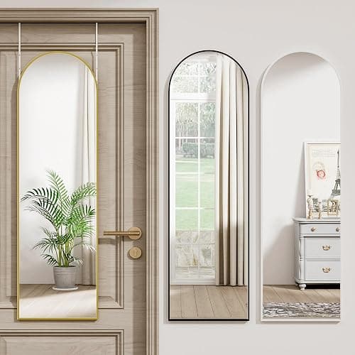 Vlush Door Mirror, Full Length Mirrors Over The Door, 14'' x 48'' Hanging/Rectangular Wall Mirror, Wall-Mounted/Hanging/Leaning, Home Decor,(Gold) thumbnail 6