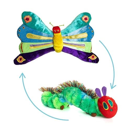 KIDS PREFERRED World of Eric Carle, The Very Hungry Caterpillar Butterfly Reversible Stuffed Animal Plush Toy, 16",Green - Image 1