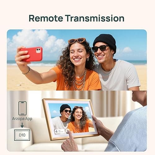 ARZOPA Digital Picture Frame WiFi 10.1" HD IPS Touch Screen Smart Metal Photo Frame Electronic Free Arzopa App Custom Picture Frame for Gifting Easy Share Unlimited Photos Videos - D10 Gold thumbnail 5