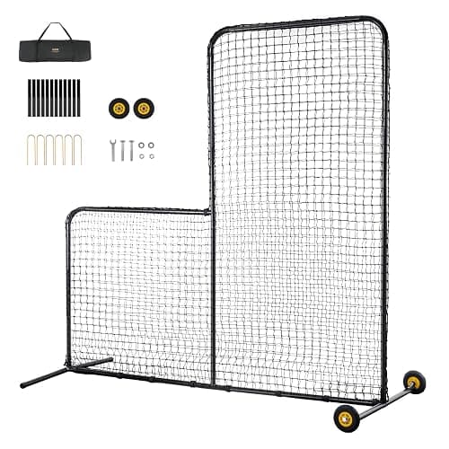 VEVOR Batting Screen - Baseball & Softball Protector with Carry Bag & Ground Stakes, Pitching Net for Pitchers Protection - Image 1