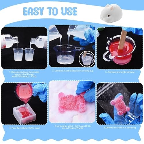 Liquid Silicone for Taba Squishy Kit - 200g 1:1 AB Ratio Mixed Super Soft Silicone Rubber for Squishy Maker, Perfect DIY Stress Relief Gift Making Kit for Taba Squishy, Taba Bear, Flocking Cat's Paw thumbnail 7