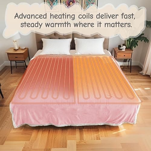 Electric Heated Blanket Throw Size 50"x60", Soft Flannel with Overheat Protection, 6 Adjustable Heat Settings & 3-Hour Auto-Off Timer, Fast Heating for Winter Comfort, Pink thumbnail 6