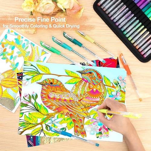 Glitter Gel Pens, 160 Pack Glitter Pen with Case for Adults Coloring Books | Artist Colored Gel Markers with 40% More Ink for Drawing Scraobooking Writing Doodling thumbnail 2