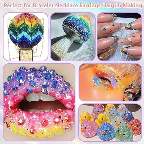 30000 PCS Resin Jelly Rhinestones Bedazzling Kit with Nail Rhinestones, 24 Colors 3mm Flatback Rainbow Gems with Paste Solution and Rhinestone Pen & Pliers for DIY Crafts Clothing Shoes Nail Art thumbnail 5